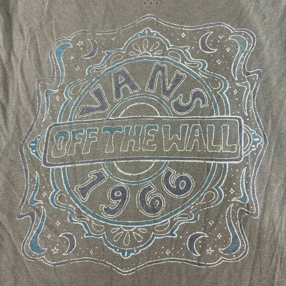 Vans Off The Wall Graphic Tee Olive Green 1966 Design XS Short Sleeve Cotton - Picture 3 of 6